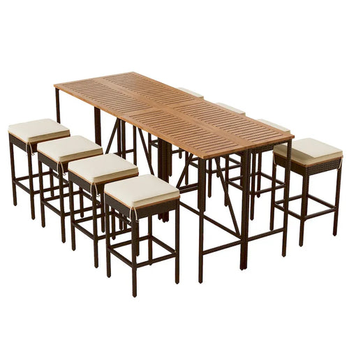10-Piece Outdoor Wicker Bar Set