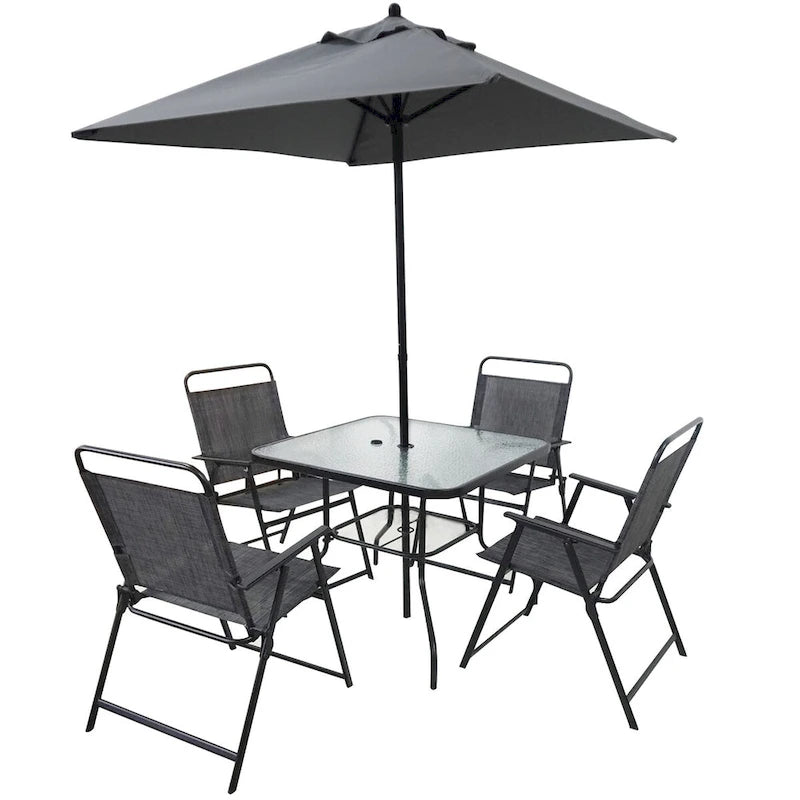 Outdoor Patio Dining Set for 4 Metal Furniture Chair Set with Umbrella