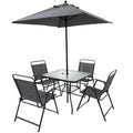 Outdoor Patio Dining Set for 4 Metal Furniture Chair Set with Umbrella