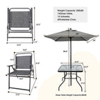 Outdoor Patio Dining Set for 4 Metal Furniture Chair Set with Umbrella