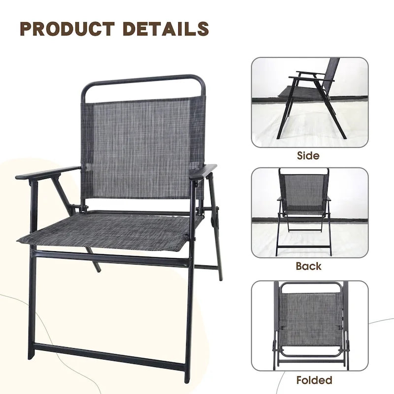 Outdoor Patio Dining Set for 4 Metal Furniture Chair Set with Umbrella