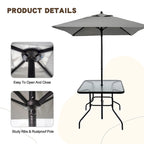 Outdoor Patio Dining Set for 4 Metal Furniture Chair Set with Umbrella
