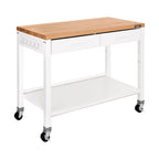 Seville Classics HOME Work Center Island Table with Solid Wood Top, 48 W x 24 D x 36 H, White