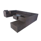 11 Piece Patio Wicker 10 Seater Patio Sectional Set with Storage
