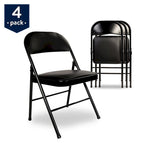 Javlergo 4 Pack Folding Chairs with Padded Cushion, Indoor Outdoor Portable Metal Chairs for Home Office