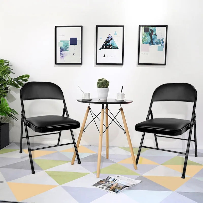 Javlergo 4 Pack Folding Chairs with Padded Cushion, Indoor Outdoor Portable Metal Chairs for Home Office