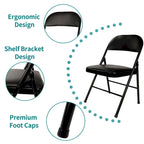 Javlergo 4 Pack Folding Chairs with Padded Cushion, Indoor Outdoor Portable Metal Chairs for Home Office