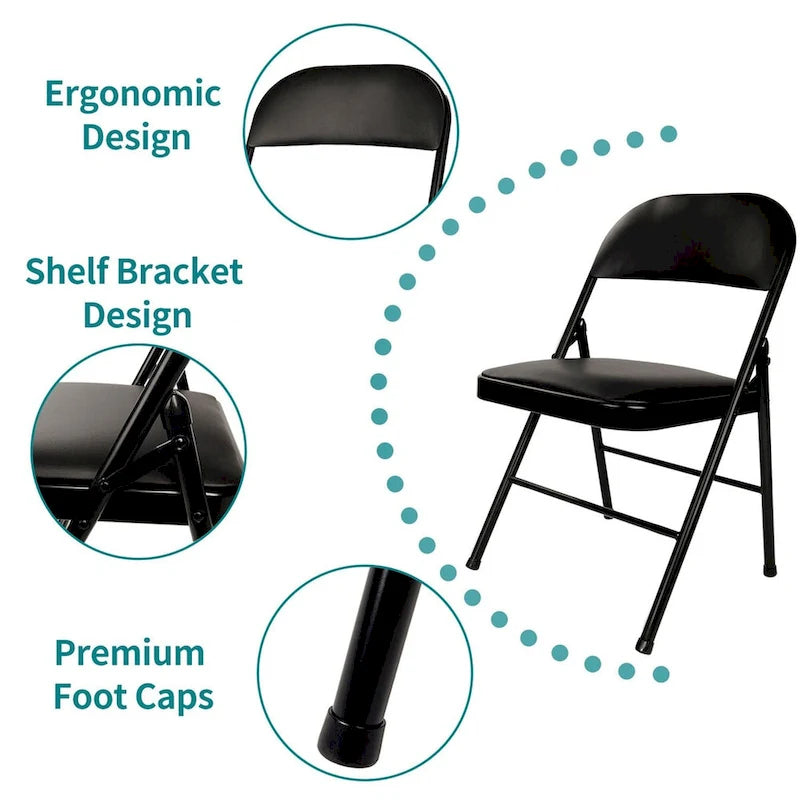 Javlergo 4 Pack Folding Chairs with Padded Cushion, Indoor Outdoor Portable Metal Chairs for Home Office