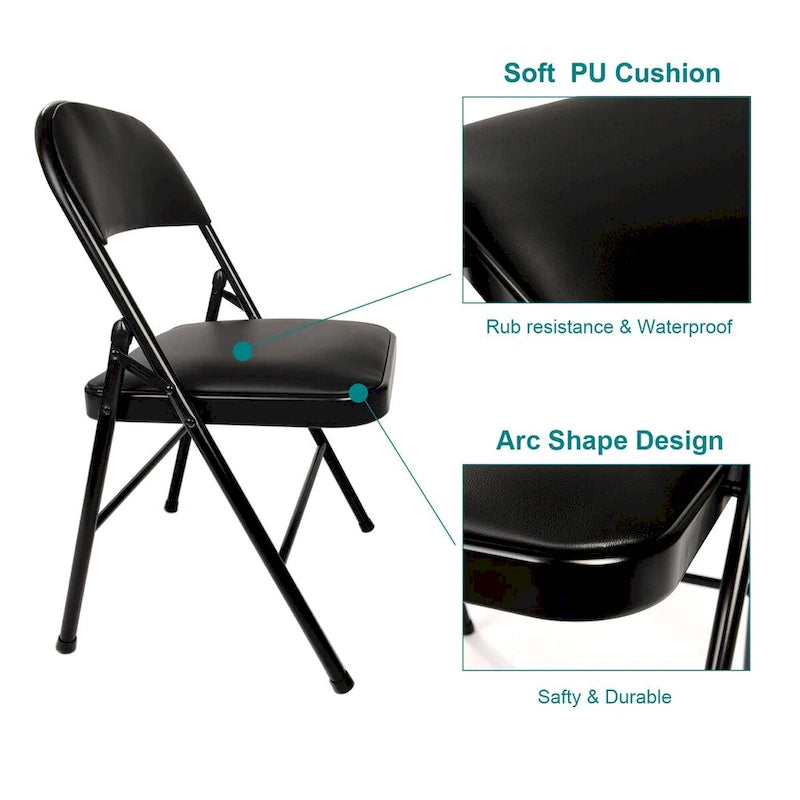 Javlergo 4 Pack Folding Chairs with Padded Cushion, Indoor Outdoor Portable Metal Chairs for Home Office