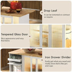 Kitchen Island with Drop Leaf, LED Light