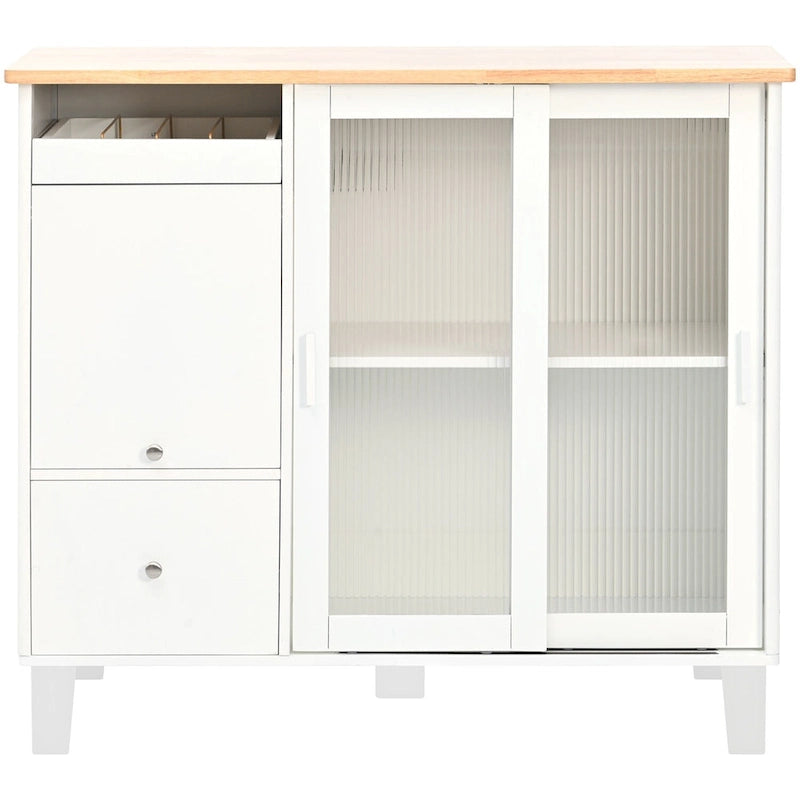 Kitchen Island with Drop Leaf, LED Light