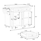 43.31 in. Kitchen Island Cart with 2 Cabinets and Spice Rack