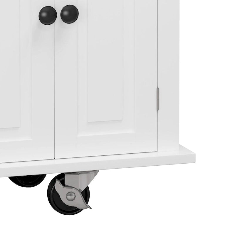 43.31 in. Kitchen Island Cart with 2 Cabinets and Spice Rack
