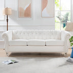 Upholstered Rolled Arm Chesterfield 3-Seater Sofa
