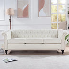 Upholstered Rolled Arm Chesterfield 3-Seater Sofa