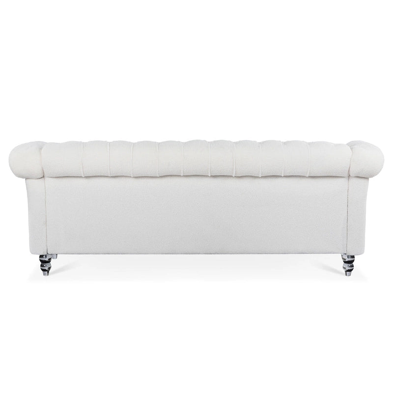 Upholstered Rolled Arm Chesterfield 3-Seater Sofa