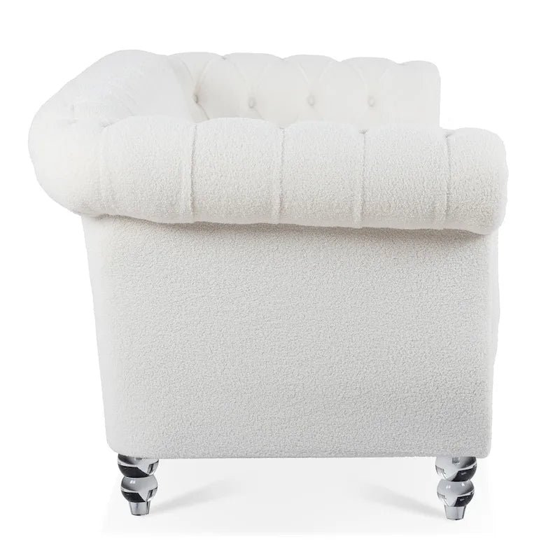 Upholstered Rolled Arm Chesterfield 3-Seater Sofa