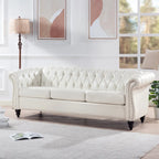 Upholstered Rolled Arm Chesterfield 3-Seater Sofa