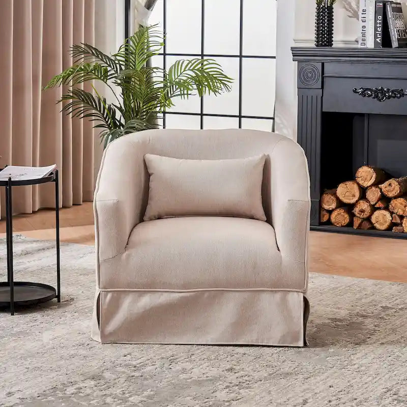 Swivel Barrel Chair With Ottoman, Swivel Accent Chairs Armchair for Living Room