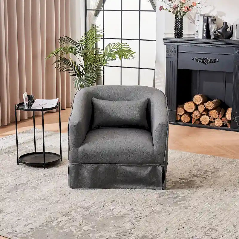 Swivel Barrel Chair With Ottoman, Swivel Accent Chairs Armchair for Living Room