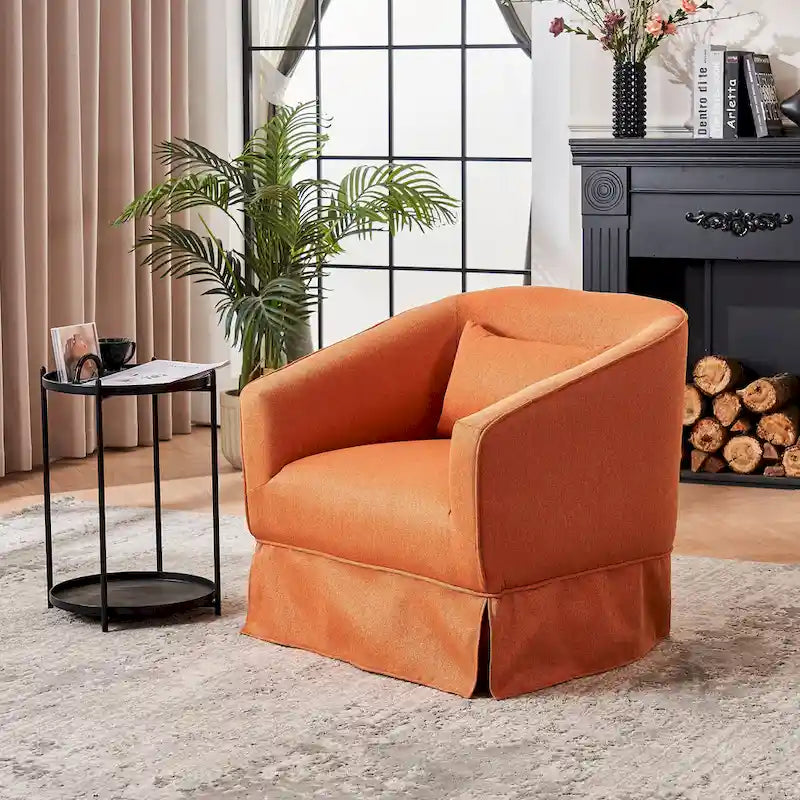 Swivel Barrel Chair With Ottoman, Swivel Accent Chairs Armchair for Living Room