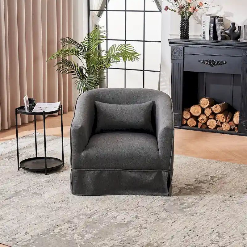 Swivel Barrel Chair With Ottoman, Swivel Accent Chairs Armchair for Living Room