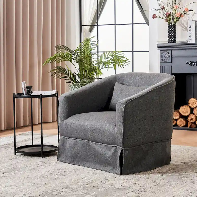 Swivel Barrel Chair With Ottoman, Swivel Accent Chairs Armchair for Living Room