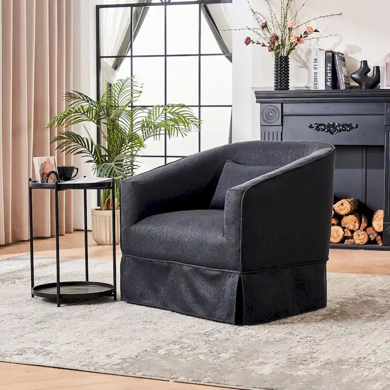 Swivel Barrel Chair With Ottoman, Swivel Accent Chairs Armchair for Living Room