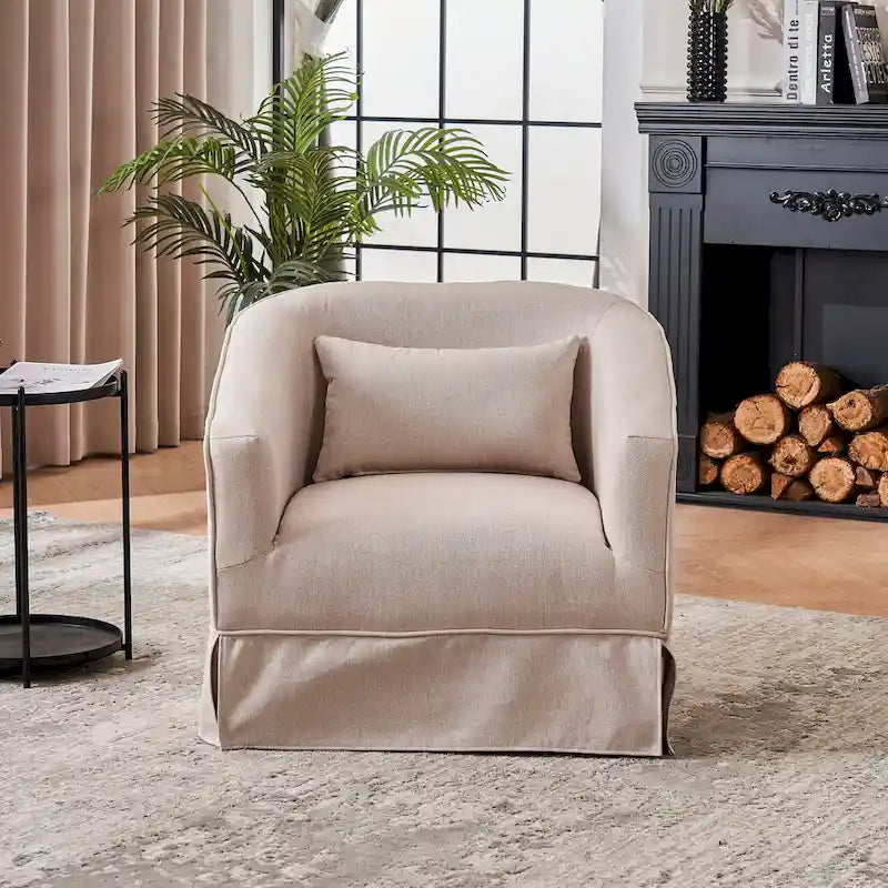 Swivel Barrel Chair With Ottoman, Swivel Accent Chairs Armchair for Living Room