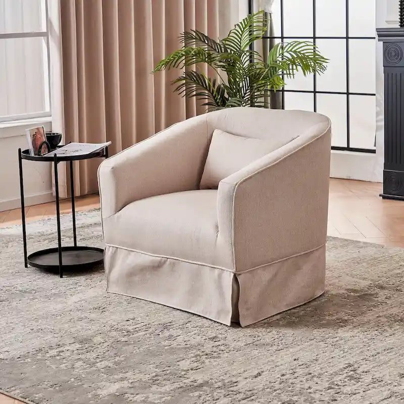 Swivel Barrel Chair With Ottoman, Swivel Accent Chairs Armchair for Living Room