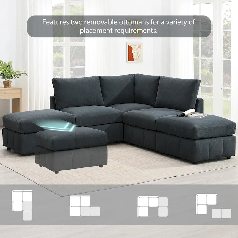 93Modern Sectional Sofa with Vertical Stripes