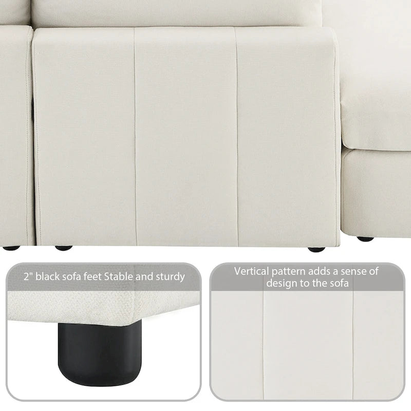 93Modern Sectional Sofa with Vertical Stripes