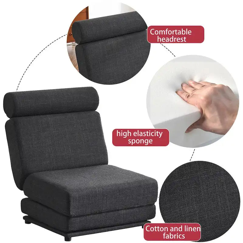 Single Sofa Chair Foldable Bed with Pillow,Portable Sofa Bed,Sofa Chair,Made of Breathable and Wearable Linen