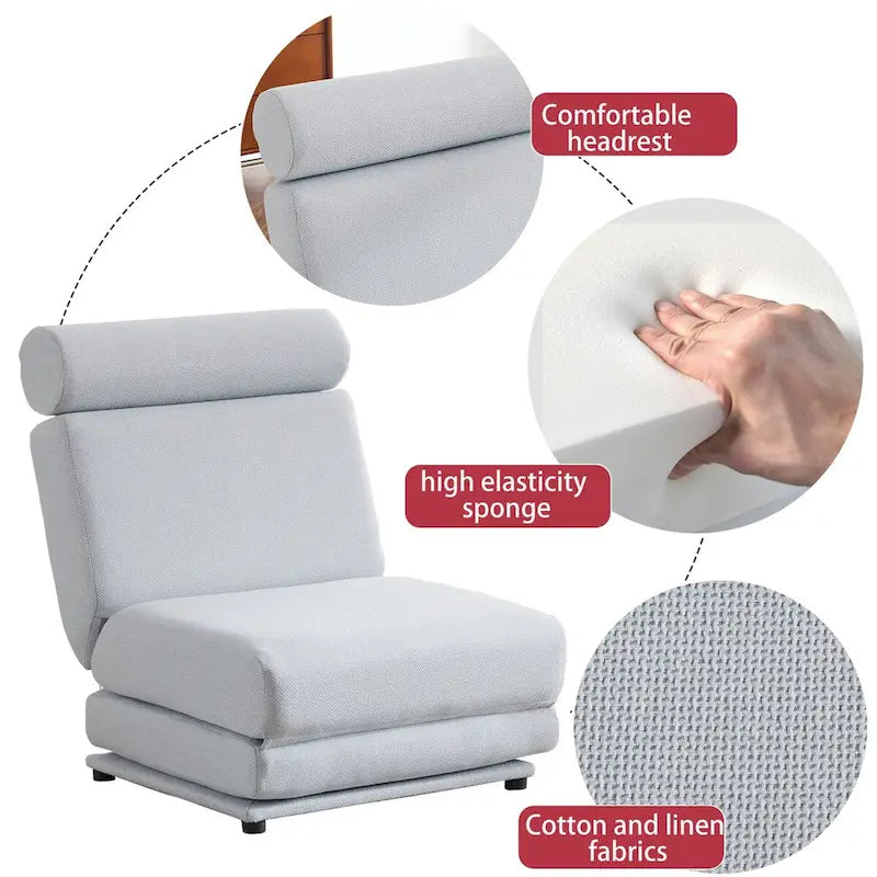 Single Sofa Chair Foldable Bed with Pillow,Portable Sofa Bed,Sofa Chair,Made of Breathable and Wearable Linen