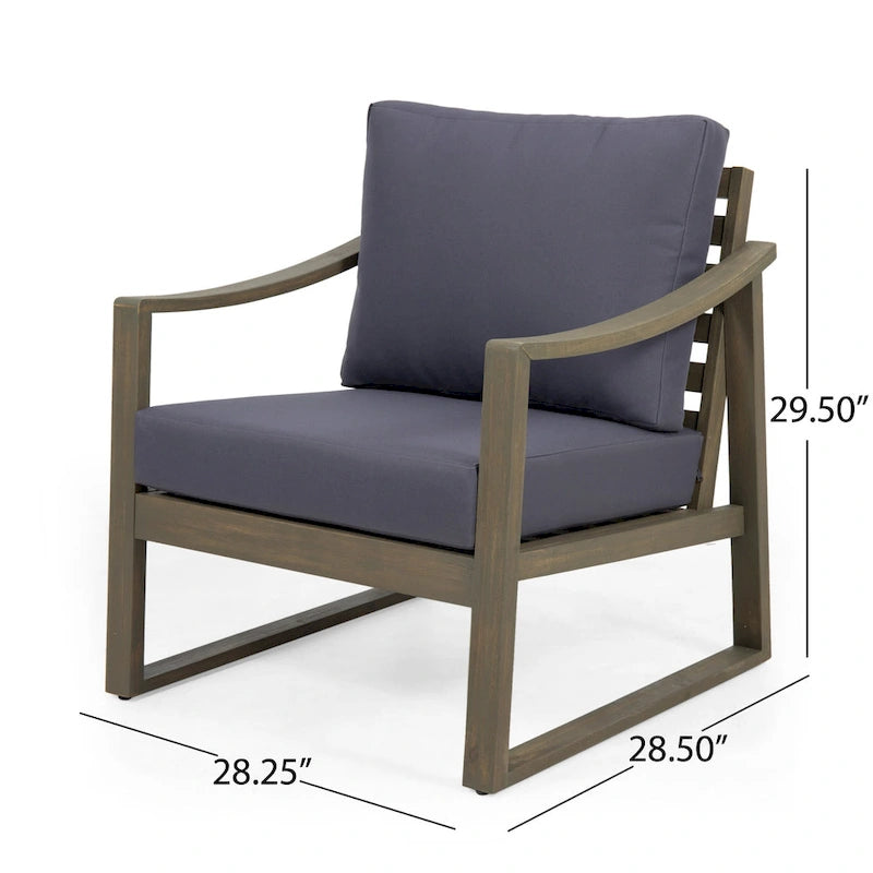 Outdoor Wood Accent Club Chair with Cushion