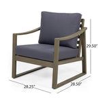 Outdoor Wood Accent Club Chair with Cushion