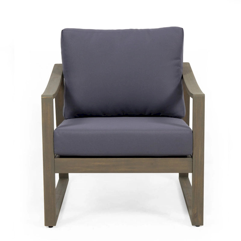 Outdoor Wood Accent Club Chair with Cushion