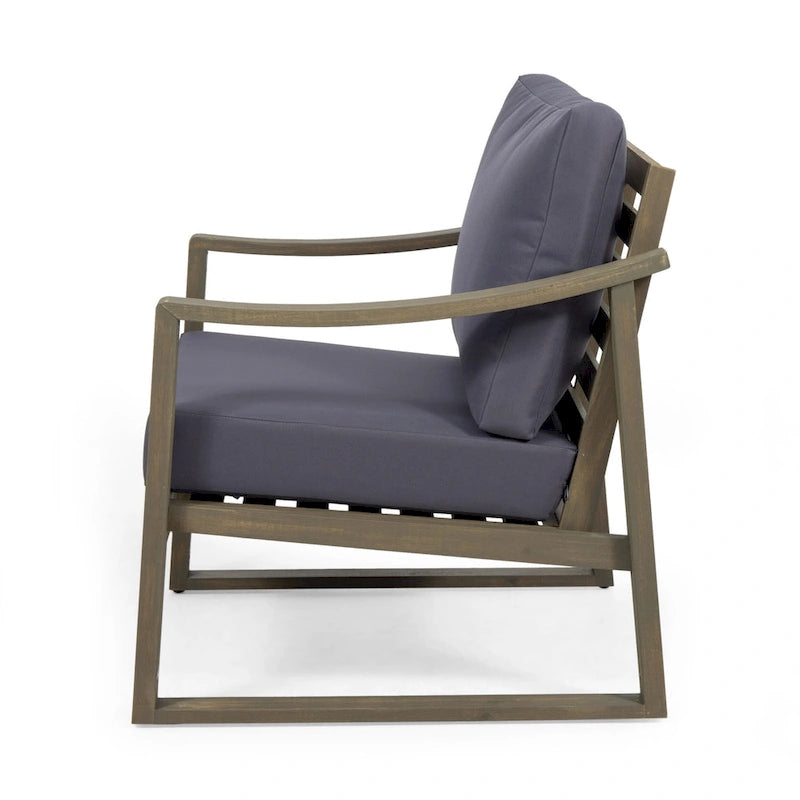 Outdoor Wood Accent Club Chair with Cushion