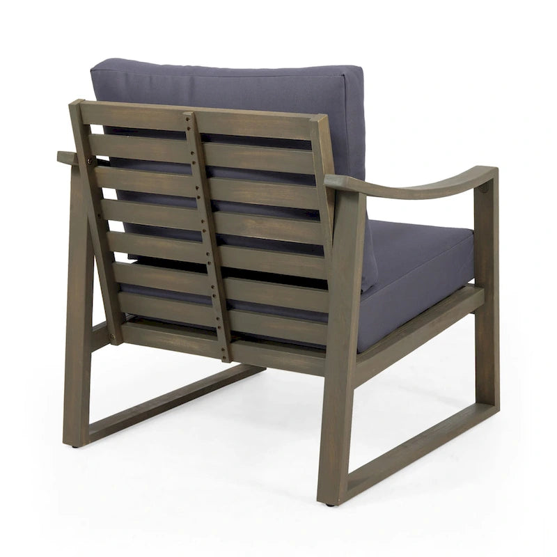 Outdoor Wood Accent Club Chair with Cushion