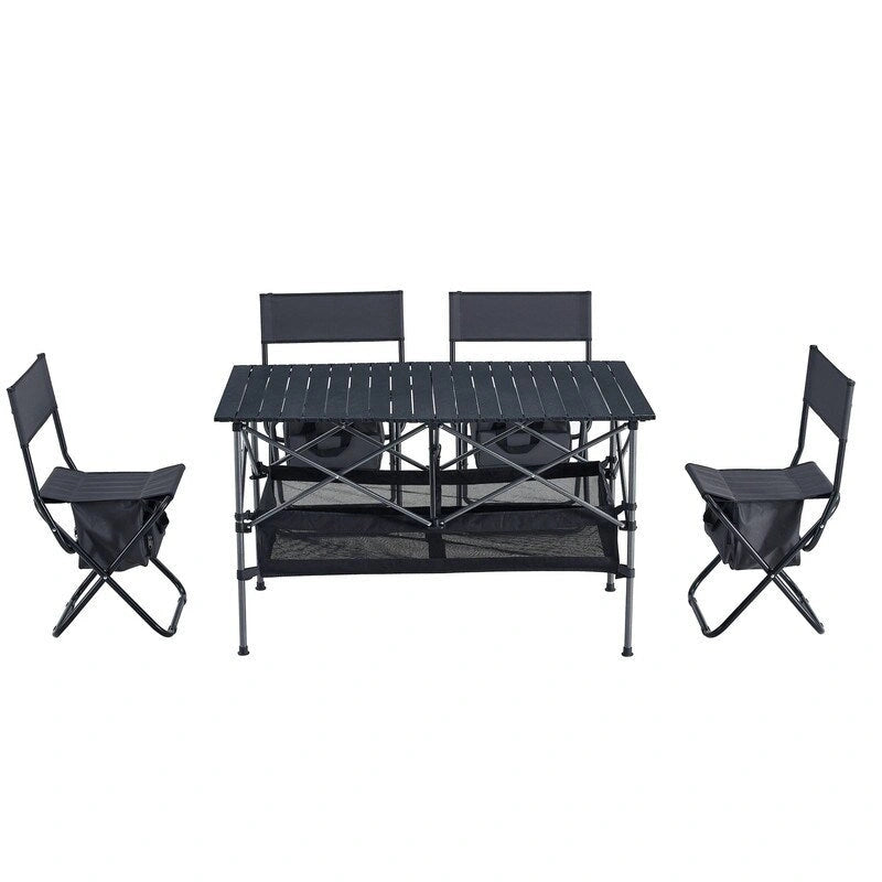 5Pcs Folding Outdoor Chair Set for Picnics, Beach