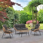 Manhattan Comfort Pine Modern 4-Piece Patio Conversation Set