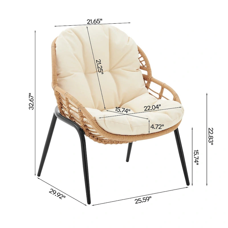 Manhattan Comfort Pine Modern 4-Piece Patio Conversation Set