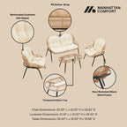 Manhattan Comfort Pine Modern 4-Piece Patio Conversation Set