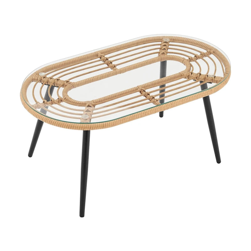 Manhattan Comfort Pine Modern 4-Piece Patio Conversation Set