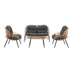 Manhattan Comfort Pine Modern 4-Piece Patio Conversation Set