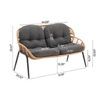 Manhattan Comfort Pine Modern 4-Piece Patio Conversation Set