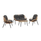 Manhattan Comfort Pine Modern 4-Piece Patio Conversation Set
