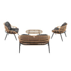 Manhattan Comfort Pine Modern 4-Piece Patio Conversation Set