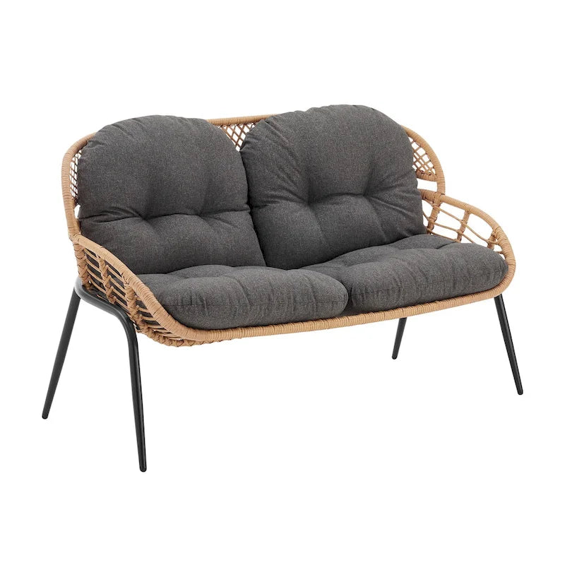 Manhattan Comfort Pine Modern 4-Piece Patio Conversation Set