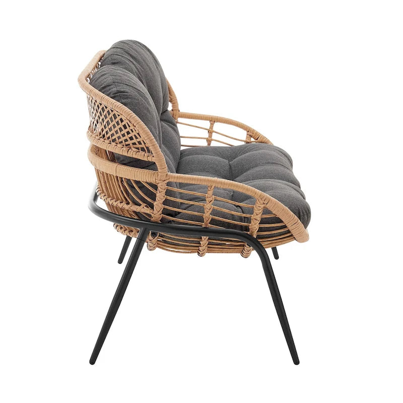Manhattan Comfort Pine Modern 4-Piece Patio Conversation Set